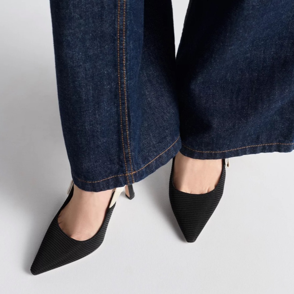 Dior Black and Cream Slingback Pointed Toe Heels - Picture 12 of 16